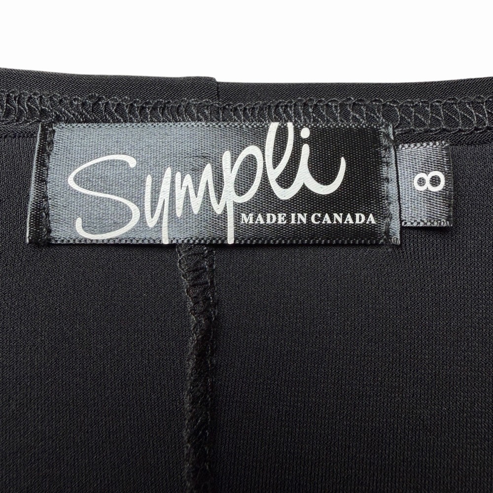 Sympli Womens Black Asymmetrical Tunic Top Velvet Burnout Size 8 Made In Canada - Picture 8 of 10